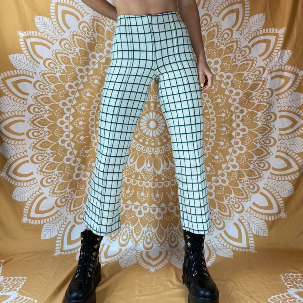 Anthropologie Plaid Kick Flare Cropped Pants